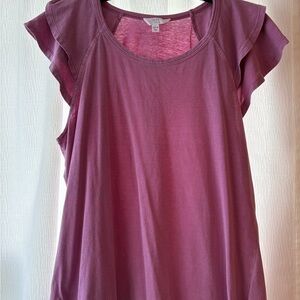 Time and Tru Women's Ruffled Sleeve Tank Top - Mauve